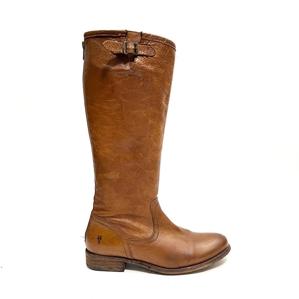 FRYE | Vintage Y2K honey brown leather back zip knee high riding boots